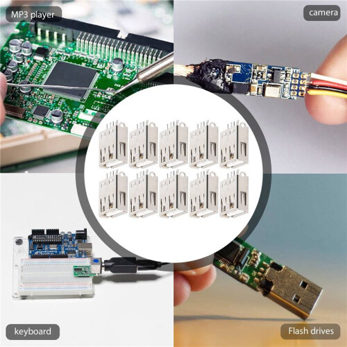 10 Pcs Straight Solder Type USB A Female Plug Jack Connector