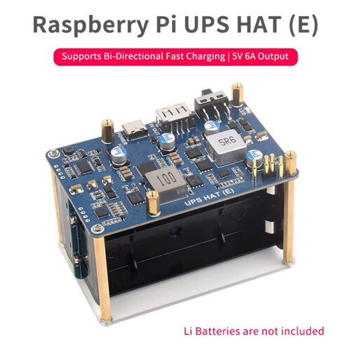 UPS HAT (E) for Raspberry Pi 5/4B/3B+, Bi-Directional Fast Charging, 5V 6A Output, Pogo Pins Connector 1