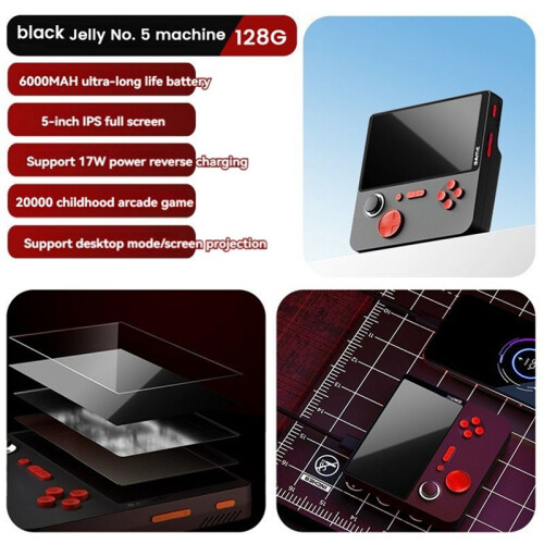 Console de Videogame Portátil E5 128G 20000 Jogos Console de Videogame Retro HD de 5 Polegadas 6000mAh Suporte 13 Emuladores C 1