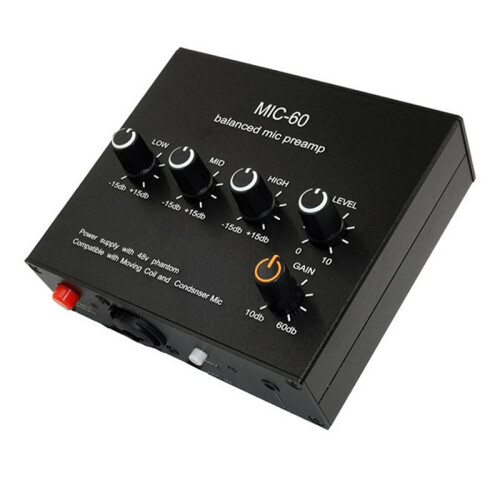 Balanced Dynamic Microphone Amplifier Music Audio Amplifier MIC-60 with 48V Phantom Power with 6.5mm Cable 2