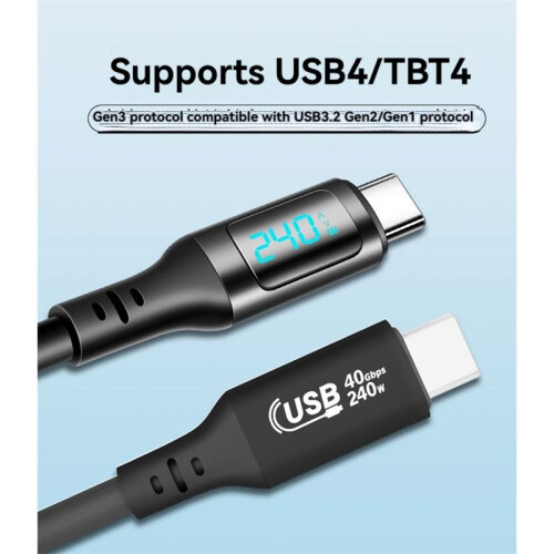 USB4 40Gbps PD240W USB C to USB C Data Cable USB-C to Type-C Cable Digital Display Data Cable 1
