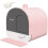 Caixa de areia rosa para gatos com porta frontal e tapete, 47 cm 2