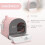 Caixa de areia rosa para gatos com porta frontal e tapete, 47 cm 6