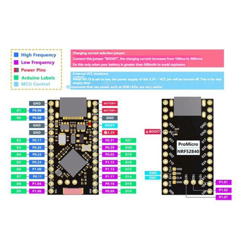 Promicro NRF52840 Development Board Module för Nice  V2.0 med  Charging Management Module 2