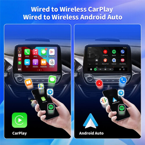 2 in 1 Carplay Adapter Android Auto Wired to Wireless Plug &  USB Dongle Type C Connection for 1
