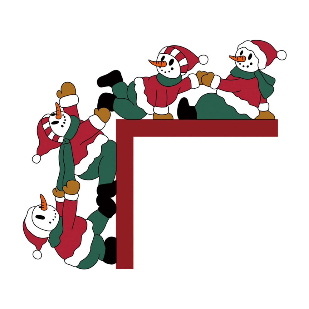 Santa Claus Wooden Door Corner Sticker Holiday Decoration 9178400437410