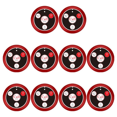 10PCS Call Button Wireless Pager Waiter Calling System for Restaurant Hookah Bar Cafe Bar Customer Service Red