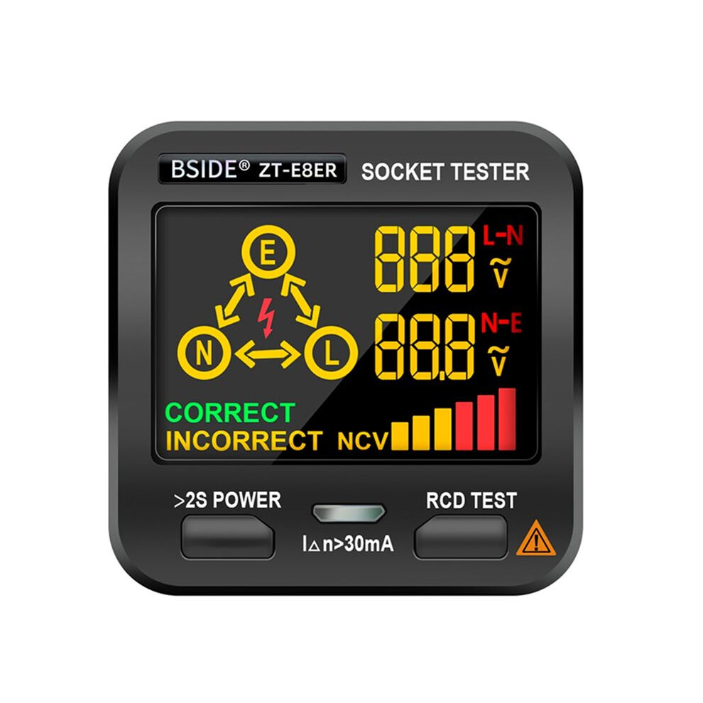 Bside Zt-E8er Socket Tester Voltage Detector Outlet Checker Eu Plug Dark 4713696758778