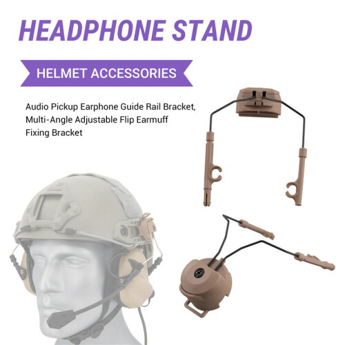 Support de Rail pour Casque de Microphone, Oreillettes Rabattables Réglables Multi-Angles, Support Fixe, Accessoires de Casque, Couleur Boue 2