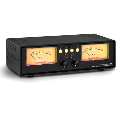 MIC+ Analog Dual VU Meter Sound Level DB Panel Display 4-Way Audio Splitter Switcher Box Music Spectrum Visualizer