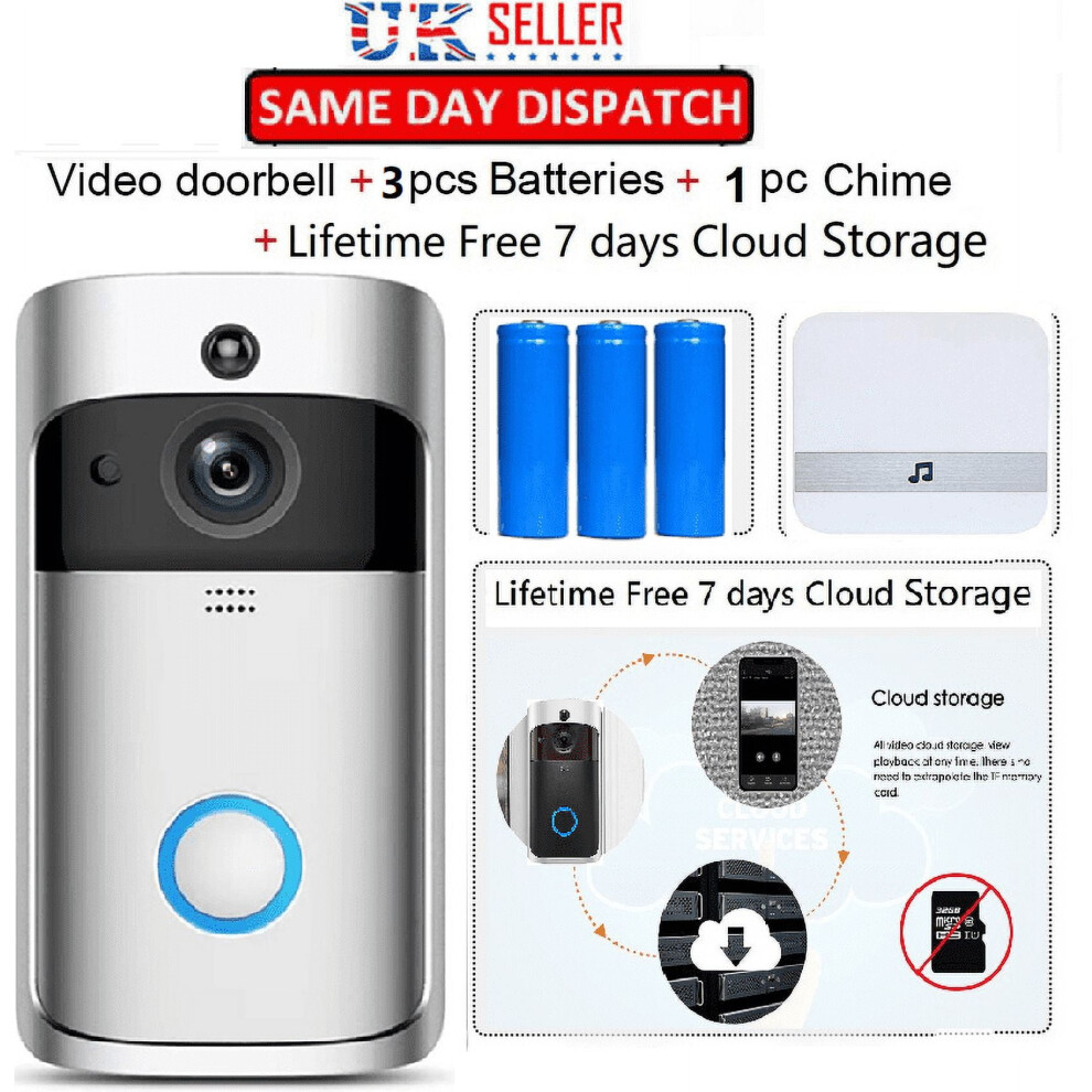 Wireless Wifi Video Doorbell White With 3 Batteries 9336866013795