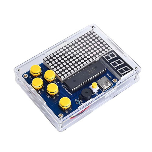 Kit di Gioco DIY Pixel Game Console 51 Microcontroller Game Console Snake Racing Pixel Game Console con Custodia In Acrilico 2