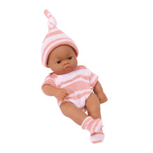 Honeeladyy Babypop voor kinderen van 18 maanden tot 5 jaar, gemaakt van zacht siliconenmateriaal met kleding en muts, educatief speelgoed, oranje -