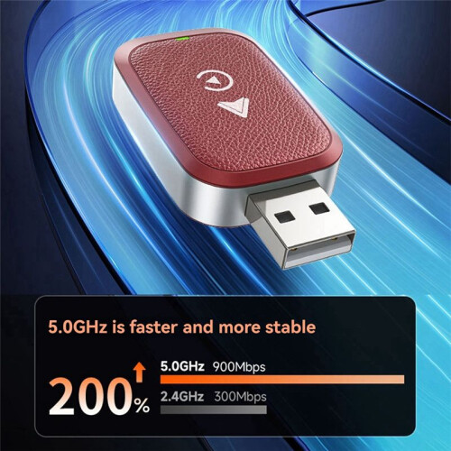 Wireless 2-in-1 Car Adapter Wireless Carplay Car Navigation Android AUTO Interconnection Conversion Box Red 2