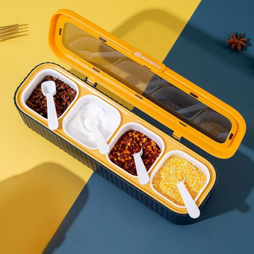 Set di barattoli in plastica per spezie con coperchi e misurino 2