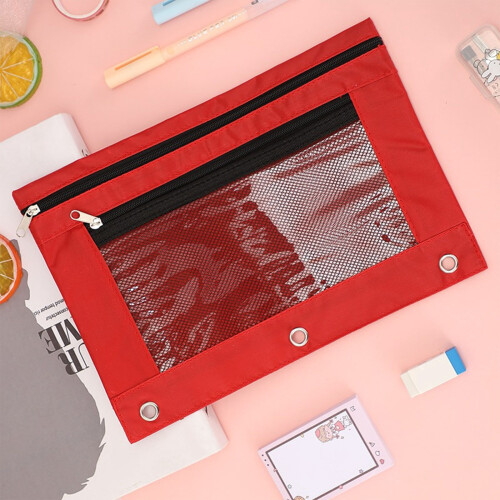 Pencil Bag Transparent Mesh Double Zipper