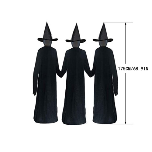 Halloween lighting effects with witch and ghost props 2