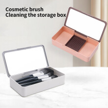Cosmetic Storage Box with Mirror and Cleaning Tray