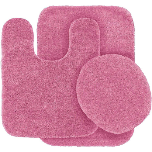 Non-Slip Bathroom Rug Set Hot Pink 7-Piece 1