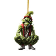 Grinch ornament acrylic green 1 piece