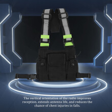 Radios Pocket Radio Chest Harness Chest Front Pack Pouch Holster Vest Rig Carry Case for 2 Way Radio Walkie Talkie for UV-5R Black+green