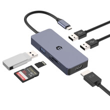 Maximiza tu productividad con un concentrador USB-C 6 en 1: HDMI 4K, USB 3.0 y lector de tarjetas múltiples.