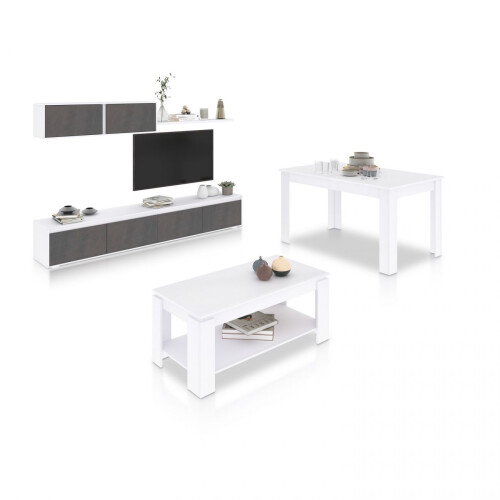 Pack salón con mesa de centro y mesa de comedor Arlet Max