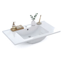 Lavabo cerámico rectangular en blanco 81,5x46 cm Volga