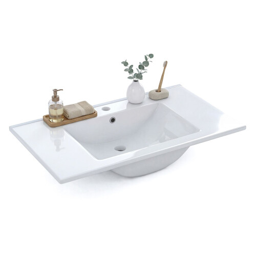 Lavabo cerámico rectangular en blanco 81,5x46 cm Volga