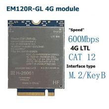 EM120R-GL 4G-Modul + 2x10DB-Antenn EM120R CAT12 600Mbps M.2/Key B för X1 Yoga 6th X13 Yoga P14s T14 T15 T15s