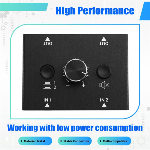 Audio  Selector with 3.5 mm Jack Audio  2 Inputs 1 Output Analogue Stereo Aux  Audio Splitter 2