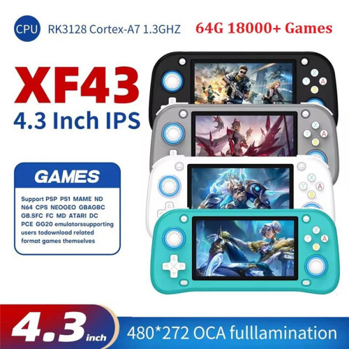XF43 Retro Handheld Game Console 4.3in IPS Screen Open Source Linux Game Player RK3128 Chip Pocket Video Player Black 1