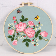 Floral cross-stitch embroidery fabric kit
