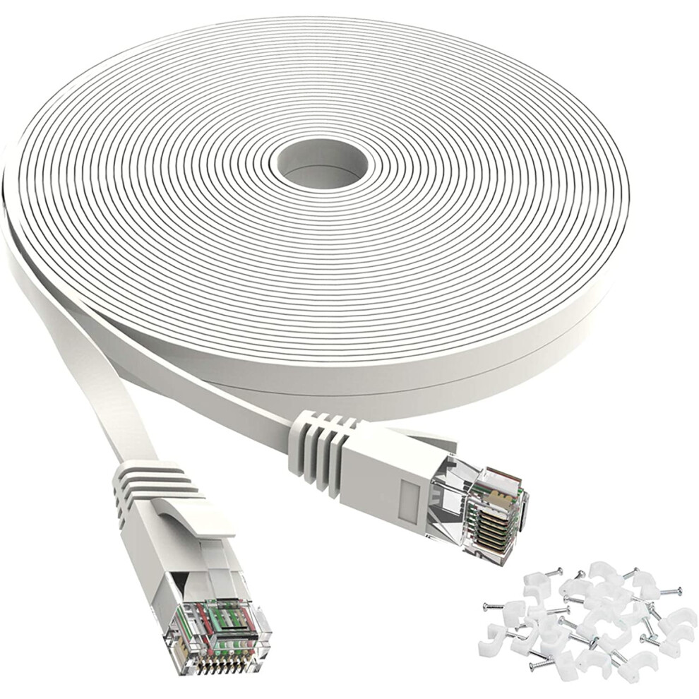 Ethernet Cable Cat6 25 Ft Indoor Outdoor 10Gbps White 9336866026009