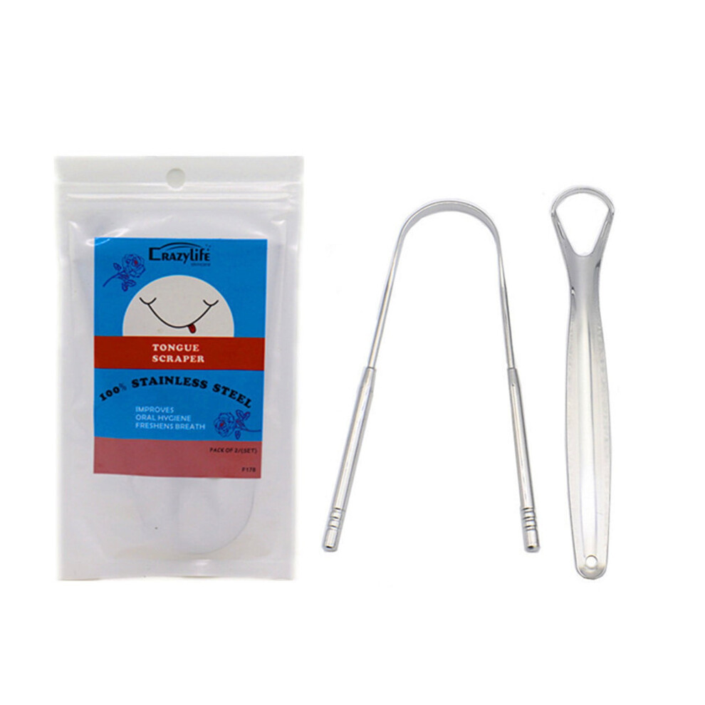 Stainless Steel Tongue Scraper with Travel Case 2 Pack