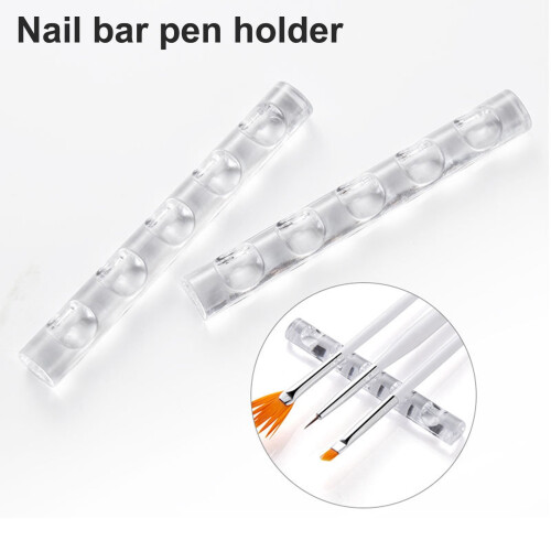 Nail Brush Holder Transparent 2 pcs 5-grid