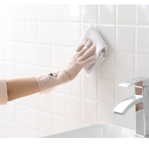 Translucent Rubber Dishwashing Gloves with Extra-Long Cuff, 2