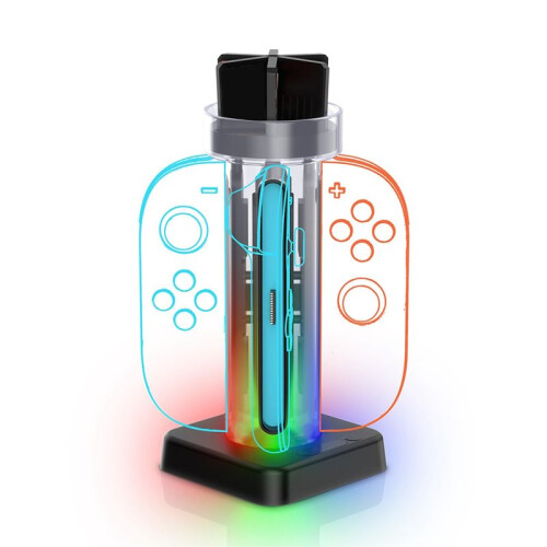 4-in-1 Charging Station for  2  Controller Card Storage Rack with LED Indicators Controller Charger 1