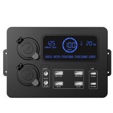 Portable Control Hub with LED Lights Adapter Power Box with LED Lights 100W for RVs,Boats Display Power Box 12V A
