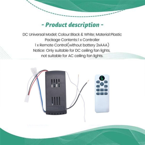 Ceiling Fan Remote Control Kit 40W 6-Speed Timing Function Replacement Remote for  Ceiling Fans & Lights 1
