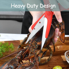 Ciseaux de cuisine multifonctions 2 en 1 avec brosse, en acier inoxydable robuste, pour fruits de mer, viande, poisson, légumes, poulet, compatibles