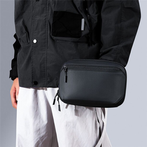 Waterproof Tech Pouch Multi-Layer Organizer Case Portable Gadget Bag for Travel Data Cable and USB Charger Storage Grey 1