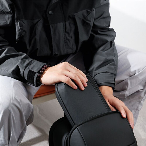 Waterproof Tech Pouch Multi-Layer Organizer Case Portable Gadget Bag for Travel Data Cable and USB Charger Storage Grey 2