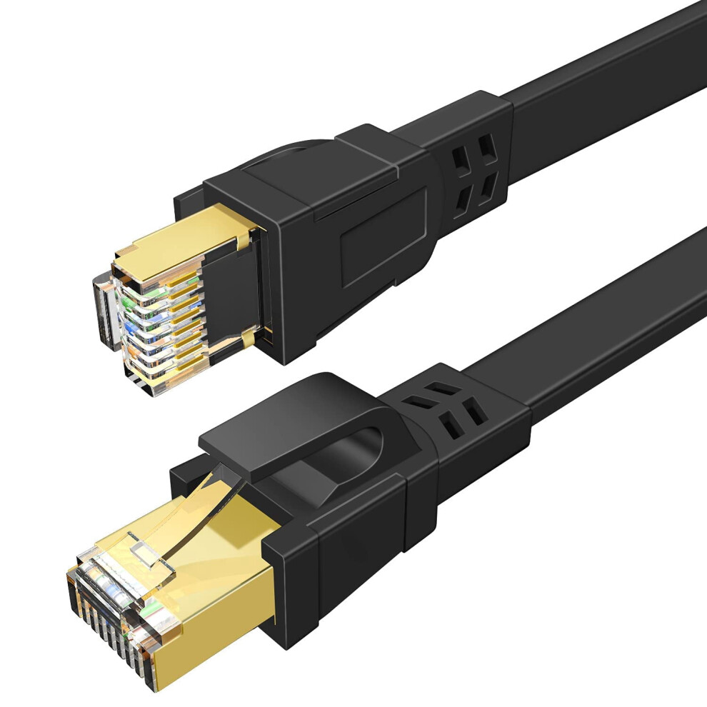 Cat 8 Ethernet Cable Flat Shielded 15 Ft 30Awg 9336866023459