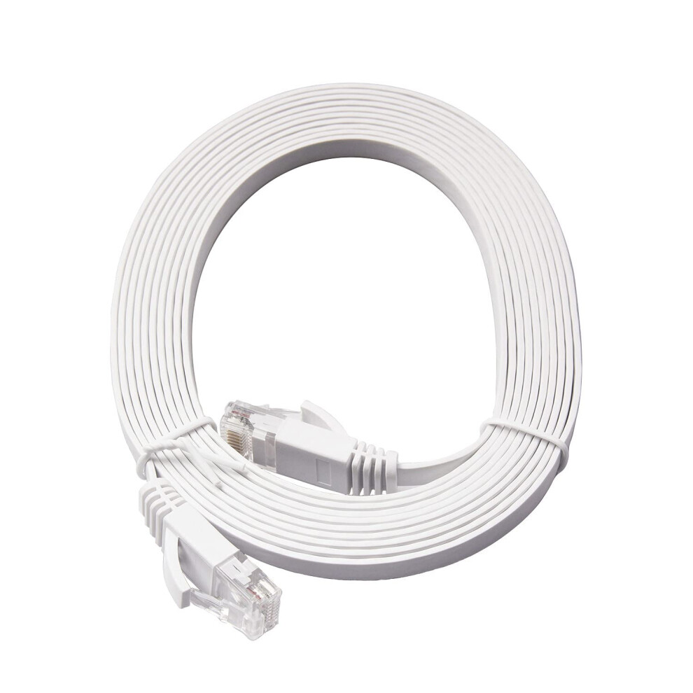 Cat 6 Flat Shielded Ethernet Cable 10 Ft White 9336866024890