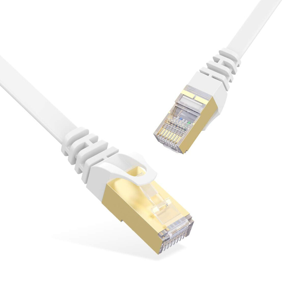 Cat7 Ethernet Cable Flat 3 Ft 600 Mhz 10 Gbps White 9336866024654