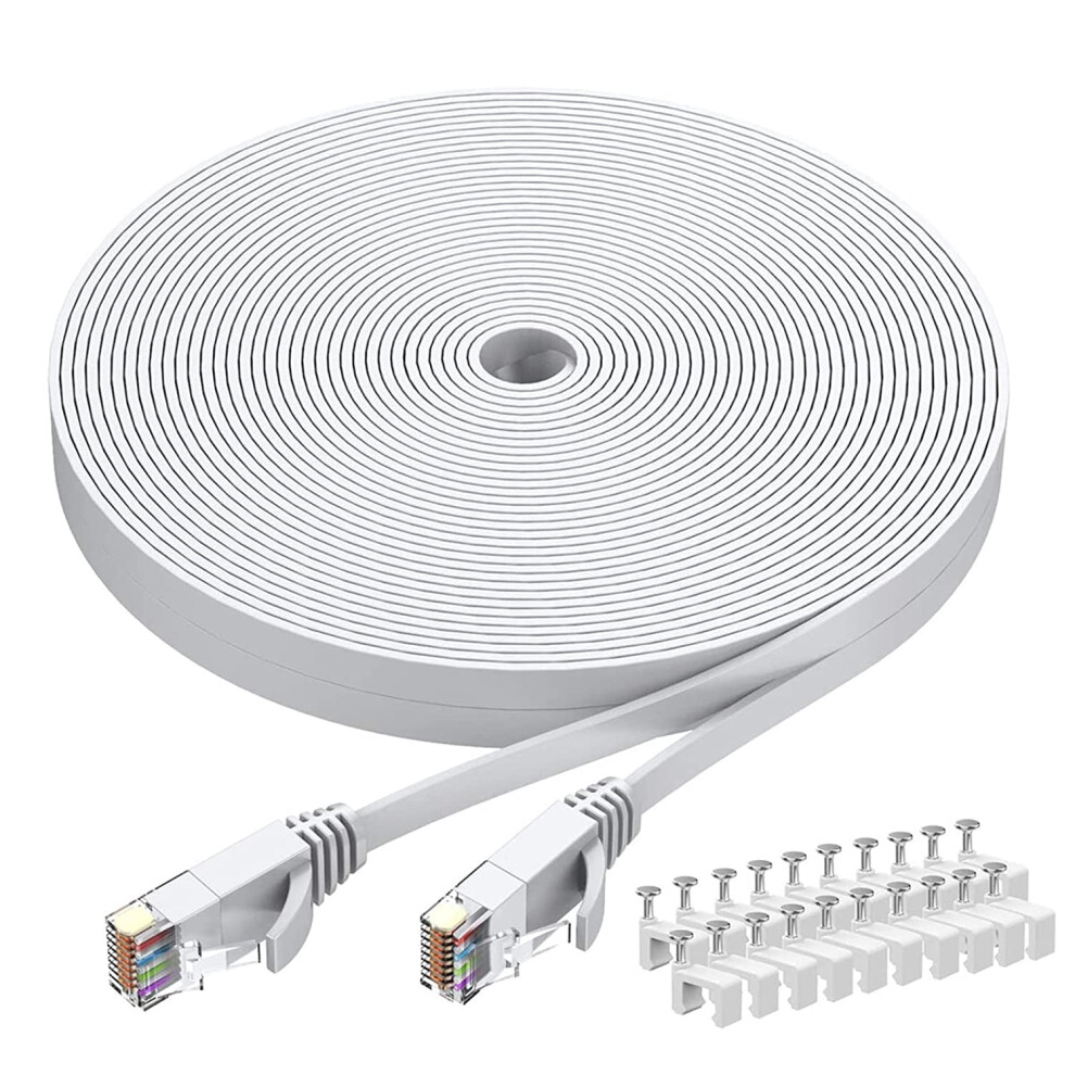 Cat6 Ethernet Cable Flat 75 Ft White 9336866027075