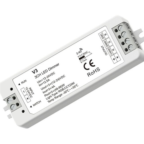 LED Controller 3-Channel V3 2.4G DC12-24V Stepless Dimming Remote Control Light CCT LED Light Strip Controller 1