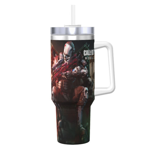 Call of Duty 40oz ποτήρι με λαβή και καπάκι από άχυρο, μονωμένο ποτήρι, μπουκάλι νερού από 1