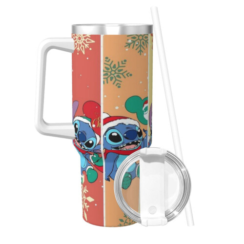 Ποτήρι Stitch40oz με λαβή και καπάκι από άχυρο, μονωμένο ποτήρι, μπουκάλι νερού από 2